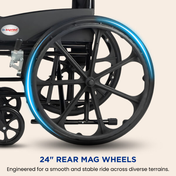 Dr.Brightwell Comfort Wheelchair – Lightweight, Foldable, Portable, 120kg Capacity - Image 3
