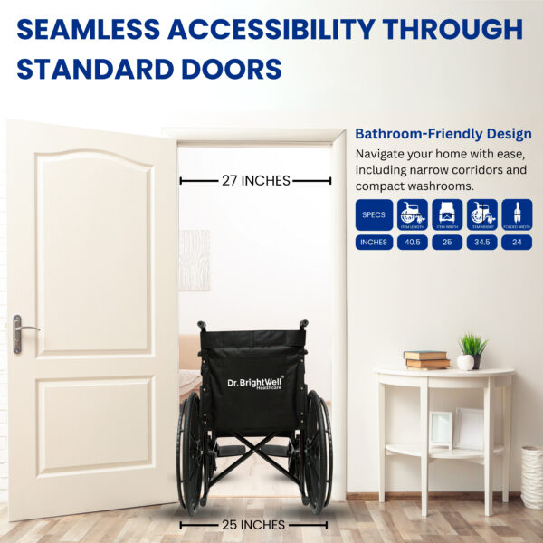 Dr.Brightwell Comfort Wheelchair – Lightweight, Foldable, Portable, 120kg Capacity - Image 6