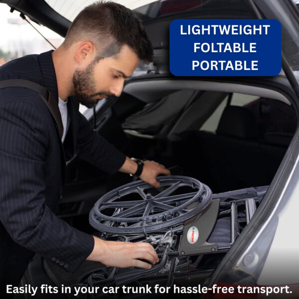 Dr.Brightwell Comfort Wheelchair – Lightweight, Foldable, Portable, 120kg Capacity - Image 8