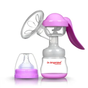 Dr.Brightwell Manual Breast Pump with ergonomic one-hand handle and 150ml milk collection bottle
