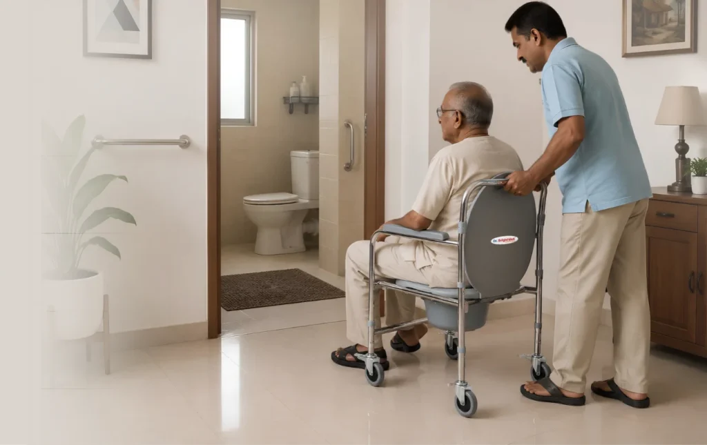 Wheelchair to use in toilets
